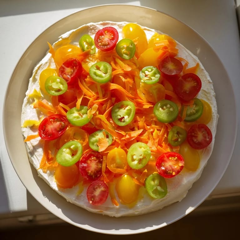 This delicious Prism Burst salad features beautiful rainbow layers with crisp textures and flavors combined.