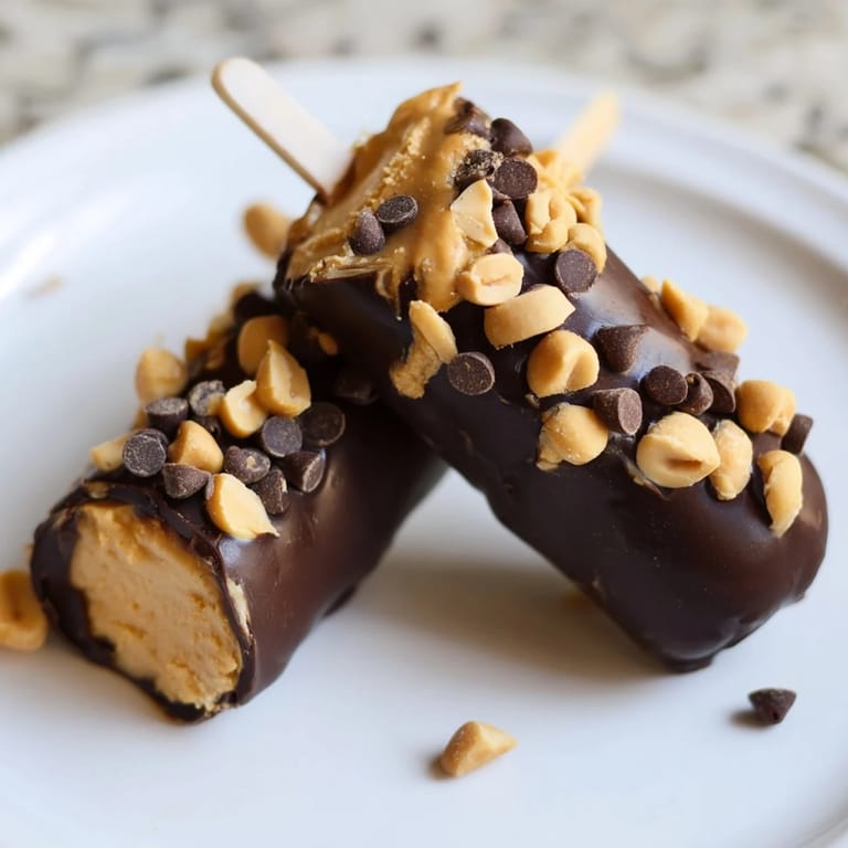 Enjoy these easy frozen banana chocolate pops; peanut butter and banana covered in dark chocolate.