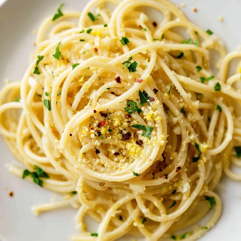 A close-up view of Garlic Butter Noodles, a simple yet flavorful comfort food dinner.