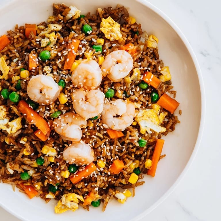 Savory shrimp fried rice hack: Fluffy rice with shrimp, soy sauce and scallions, delicious and fast.