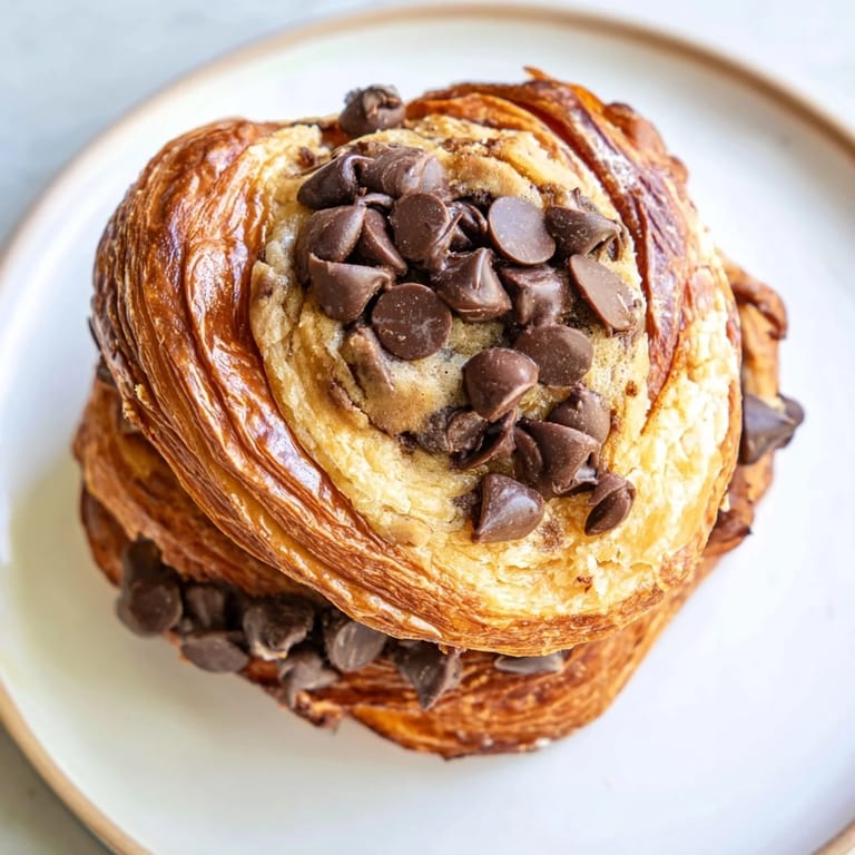 Warm and freshly baked Viral Crookie pastry, showing layers of flaky croissant and a gooey cookie center.