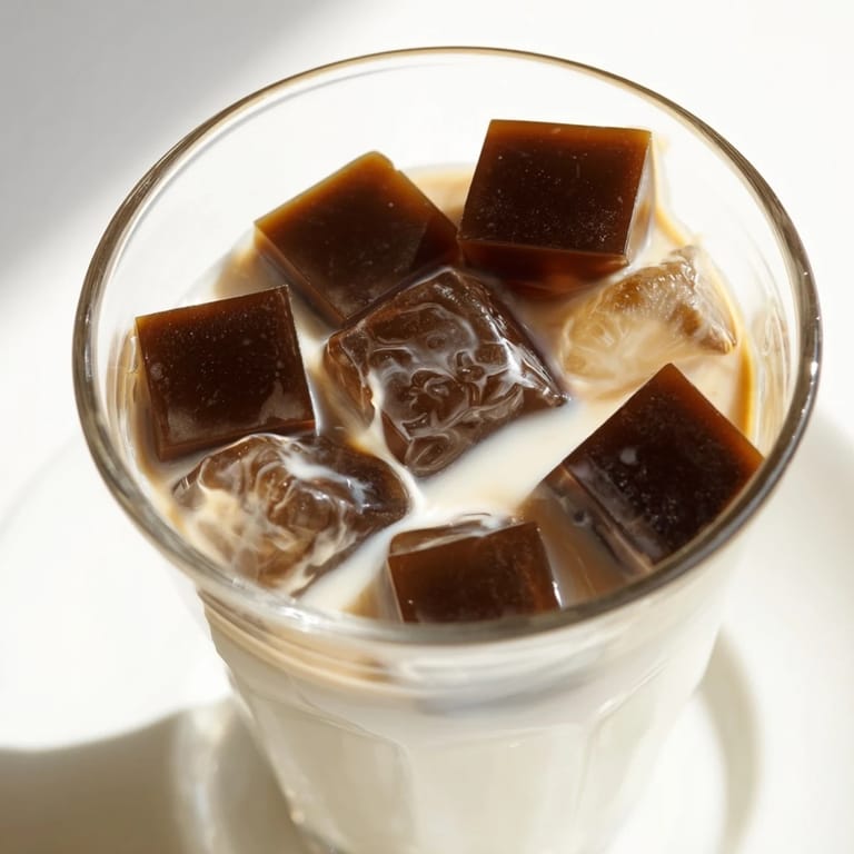 Cold and creamy Coffee Jelly Drink, a delightful Japanese-inspired beverage, ready to cool you down.