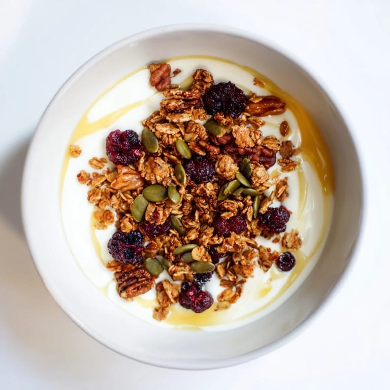 Golden spiced crunch and tart winter berries add vibrant color and texture to this nutritious, gluten-free breakfast bowl ready in minutes.