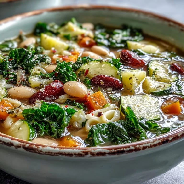Cozy Winter Minestrone Soup, a comforting Italian classic, ready to be served.