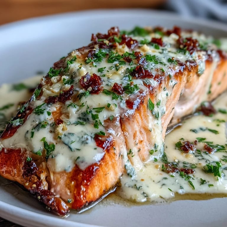 Tender salmon fillets in a tangy lemon butter sauce with cream cheese, baked to flaky perfection and golden edges.  