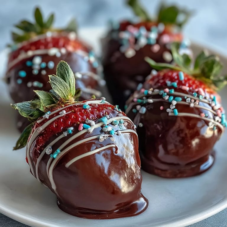 Festive chocolate-covered strawberries decorated with rainbow sprinkles, an irresistible sweet treat for holiday gatherings.