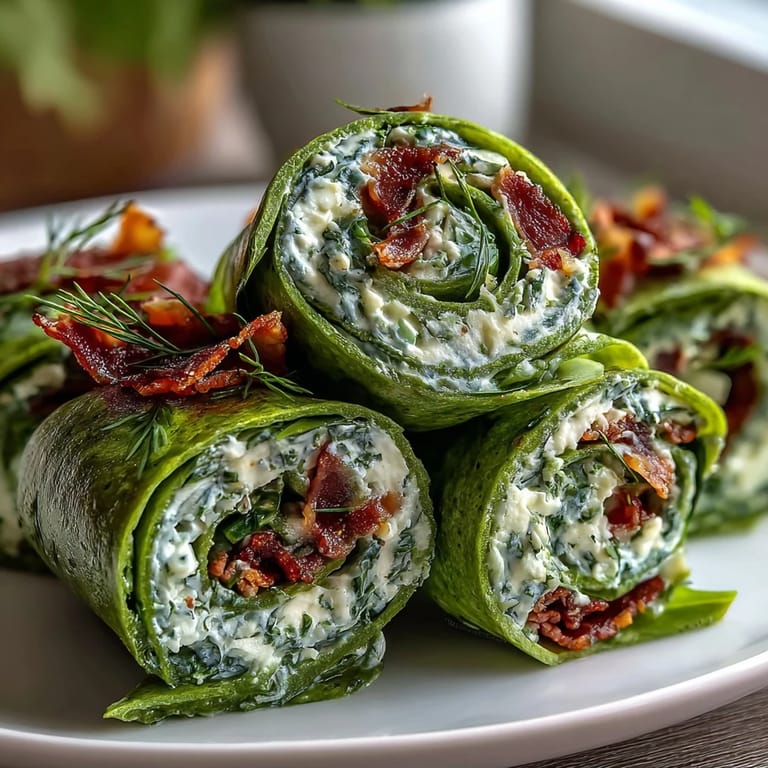 Bite-sized green snacks featuring spinach tortillas rolled with zesty herb cream cheese, crisp carrots, bell peppers, and cucumber for a colorful appetizer.