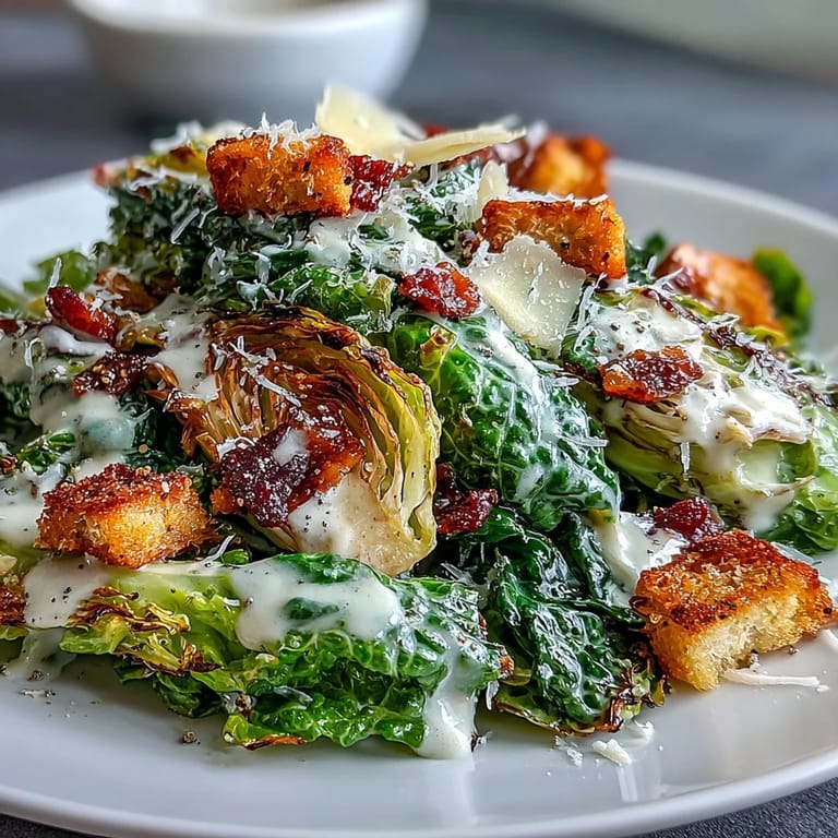 Crispy Cabbage Caesar Salad, a vibrant vegetarian side dish with tangy dressing.