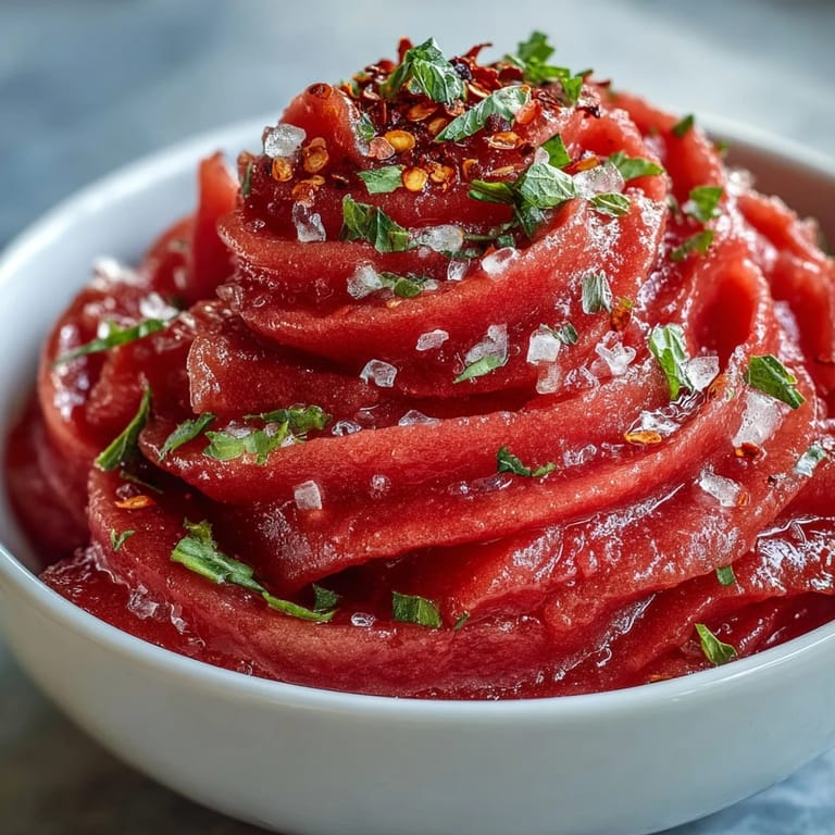 Sweet, tangy, and slightly spicy Watermelon Tajín Sorbet ready to beat the heat.