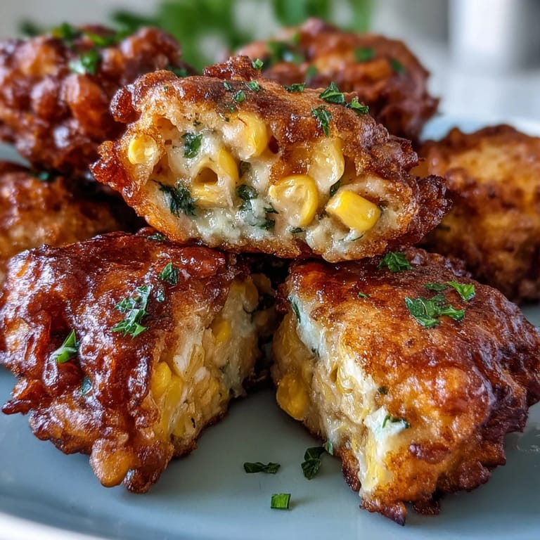 Hearty Corn Chicken Lunchbox Fritters, golden brown and appealing for a satisfying meal.
