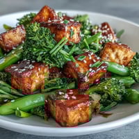 Crispy tofu stir-fried with fresh broccoli and snap peas in savory homemade teriyaki sauce. A vibrant, healthy vegan dinner ready in 30 minutes.