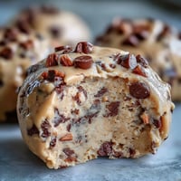Wholesome edible protein cookie dough with chocolate chips, perfect for a healthy post-workout snack.  